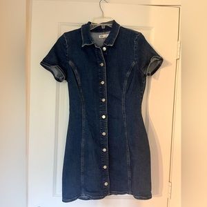 Zara fitted denim button up minidress. Size large.